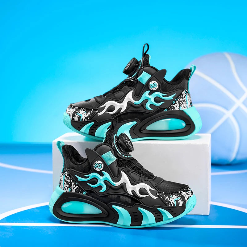A pair of children's four-season leather high-top basketball shoes, wear-resistant basketball shoes, size 28-39,JT-2825